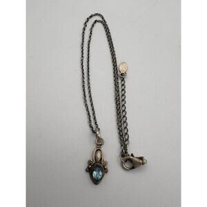 Aquamarine Inverted Water Drop Sterling Silver 925 Necklace